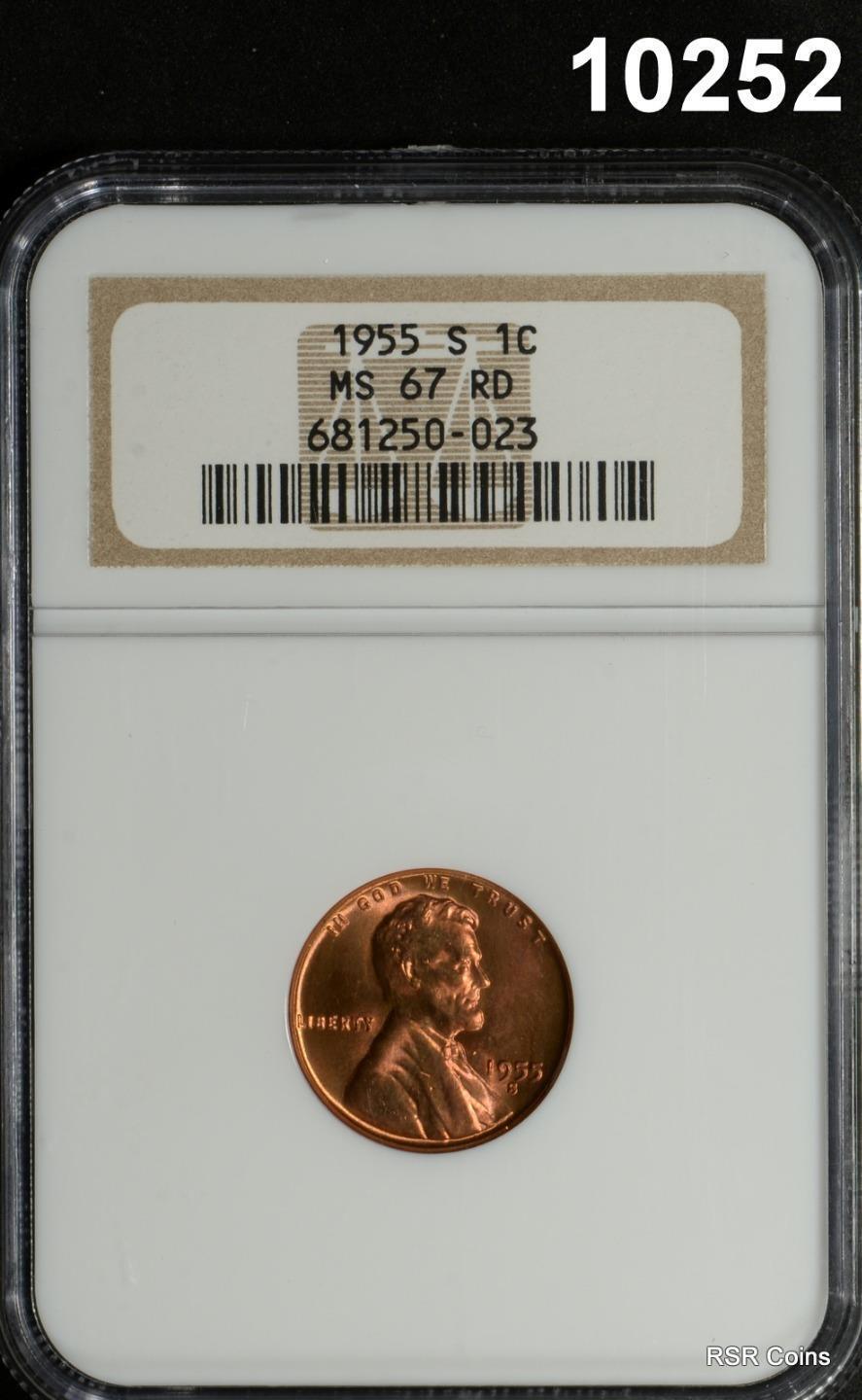 1955 S LINCOLN CENT NGC CERTIFIED MS67 RD FULL RED GEM! #10252
