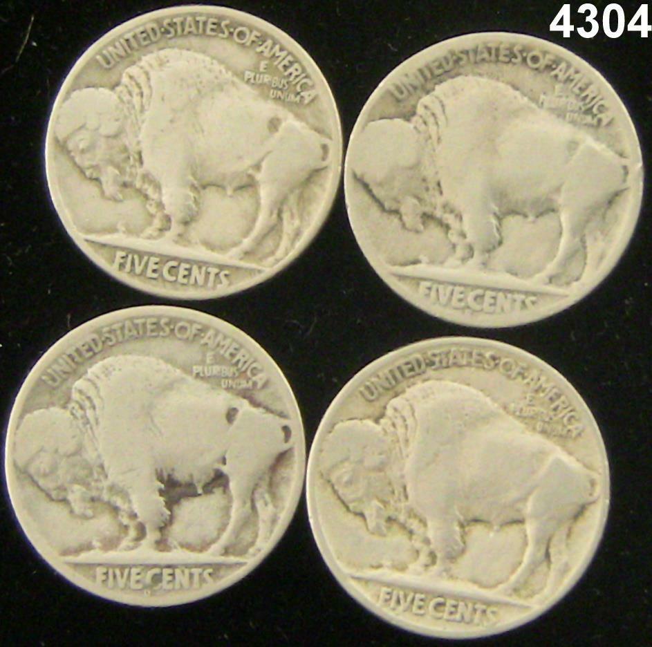 BUFFALO NICKEL 4 COIN LOT: 1917D (G), 1917 (VG), 1923 (F), 1919S (AG) #4304
