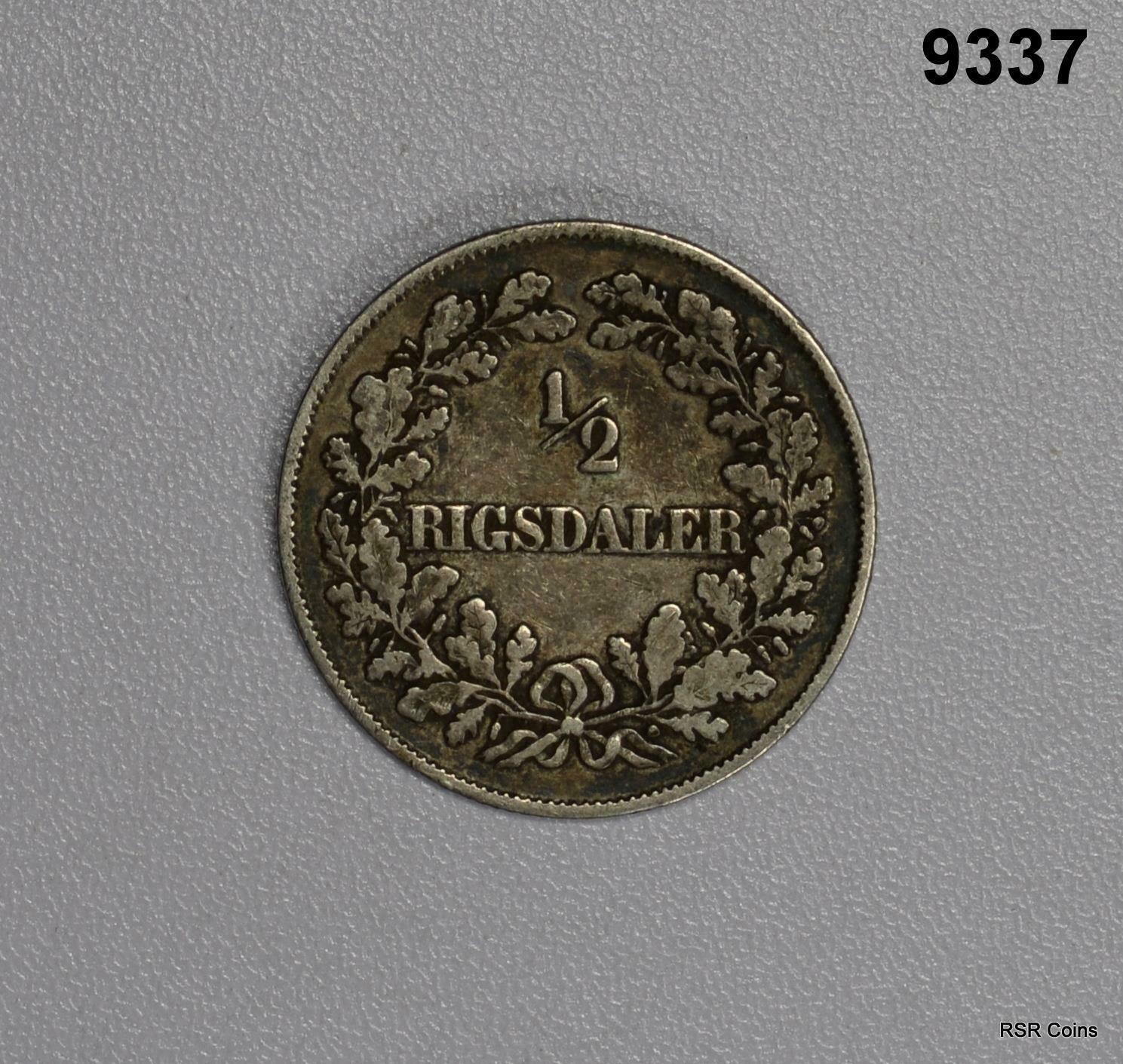 1855 DENMARK 1/2 RIGSDALER VF #9337