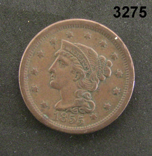 1855 LARGE CENT XF! #3275